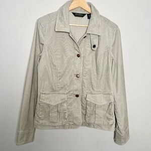 Eddie Bauer Classic Grayish Corduroy Utility Jacket Sz Medium